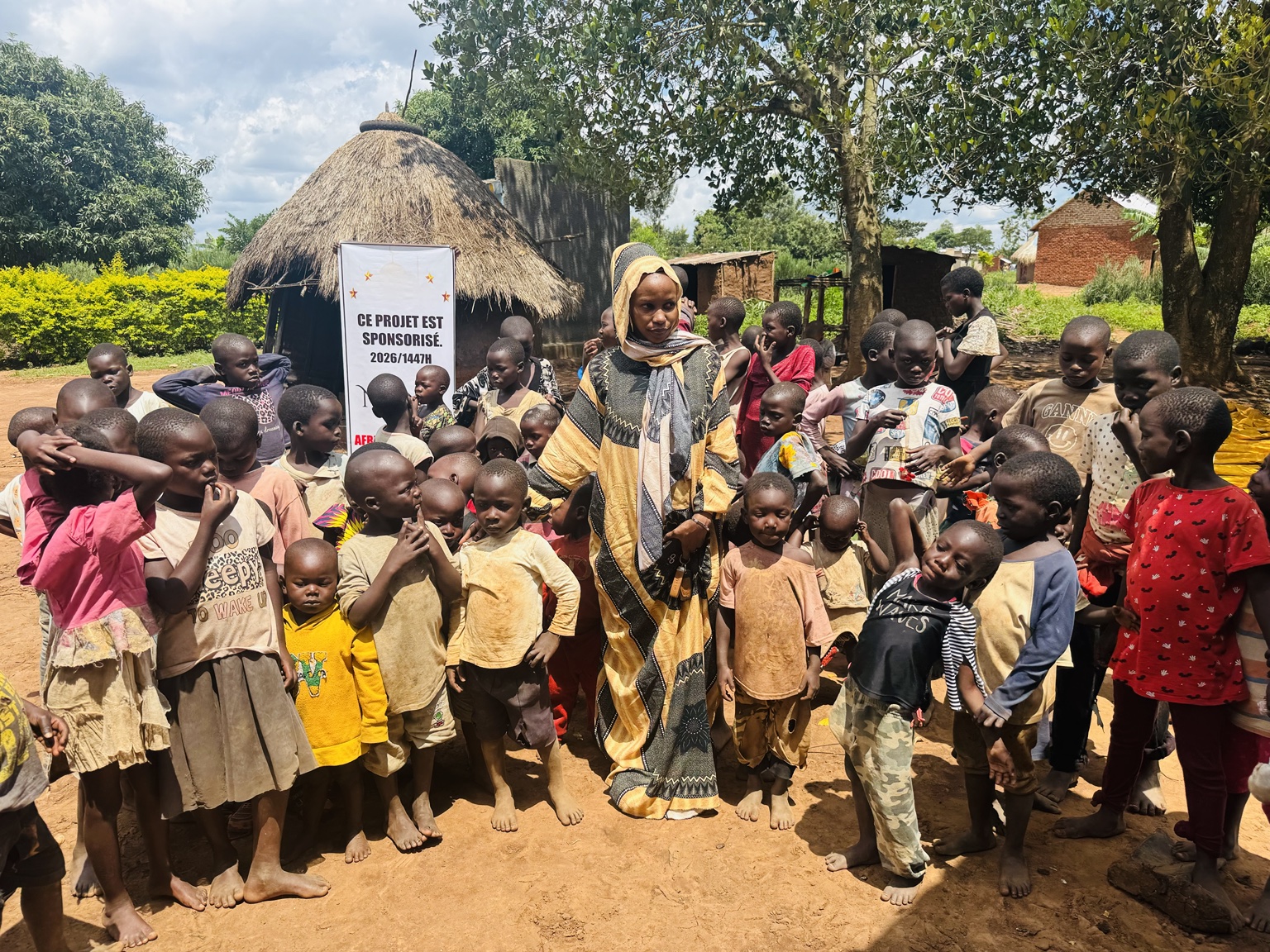 Children gathered at the orphanage community project